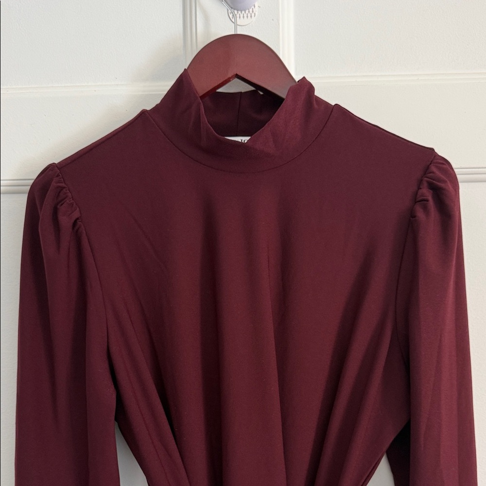 Chic Maroon Long Sleeve Blouse with Tie